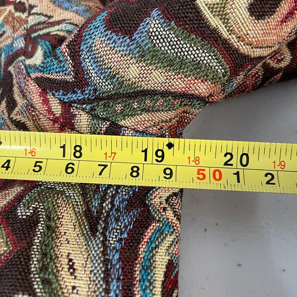 Coldwater Creek Brown Cream Maroon Aqua Paisley Tapestry Zip Up Jacket PS - Picture 6 of 7